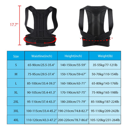 Ultimate Back Brace Posture Corrector for Men & Women - Adjustable Lumbar Support for Scoliosis Relief & Improved Posture (Black)