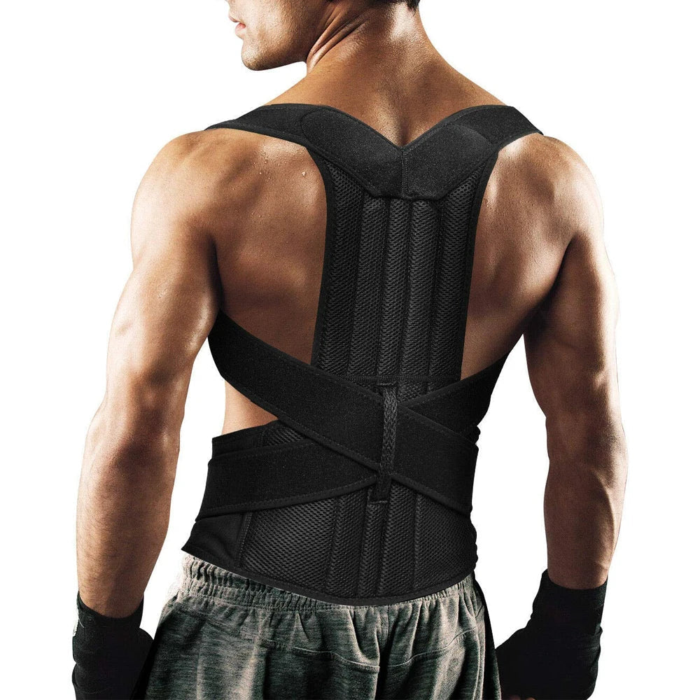 Ultimate Back Brace Posture Corrector for Men & Women - Adjustable Lumbar Support for Scoliosis Relief & Improved Posture (Black)