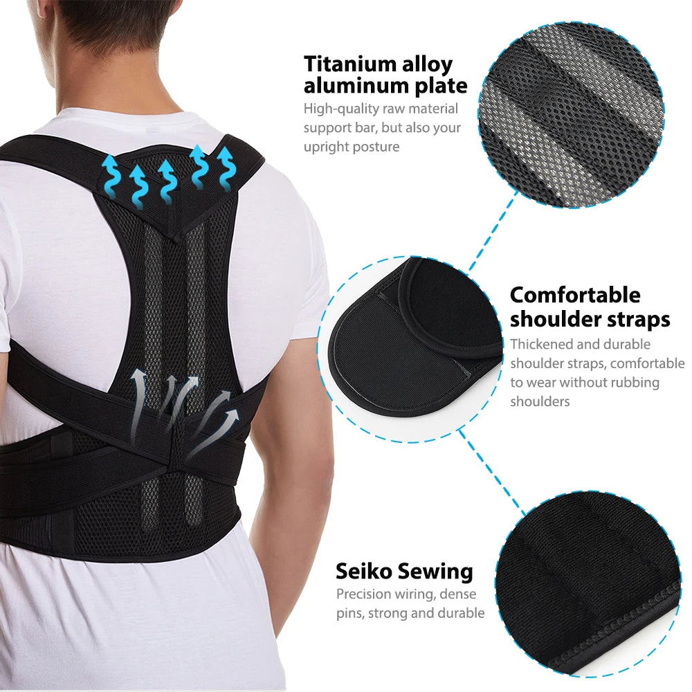 Ultimate Back Brace Posture Corrector for Men & Women - Adjustable Lumbar Support for Scoliosis Relief & Improved Posture