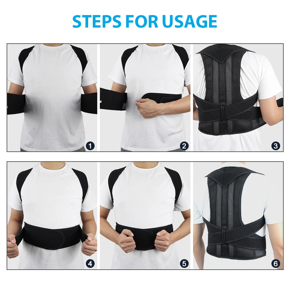 Ultimate Back Brace Posture Corrector for Men & Women - Adjustable Lumbar Support for Scoliosis Relief & Improved Posture (Black)