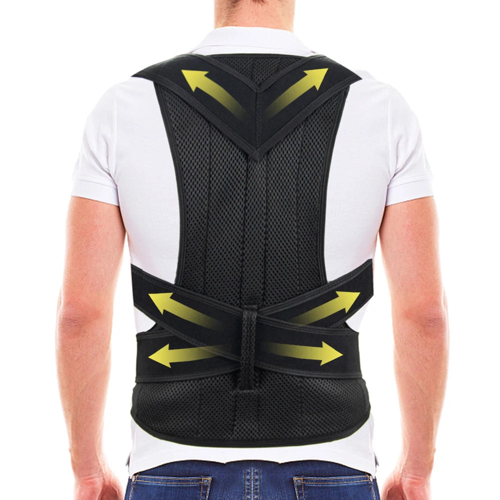 Ultimate Back Brace Posture Corrector for Men & Women - Adjustable Lumbar Support for Scoliosis Relief & Improved Posture (Black)